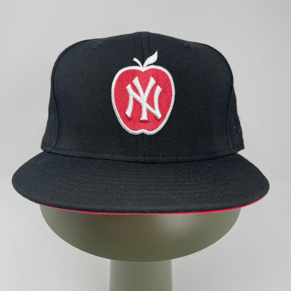 New Era 9FIFTY NY Yankees Big Apple Snapback Hat Black Red Wool MLB Cap Rare EUC